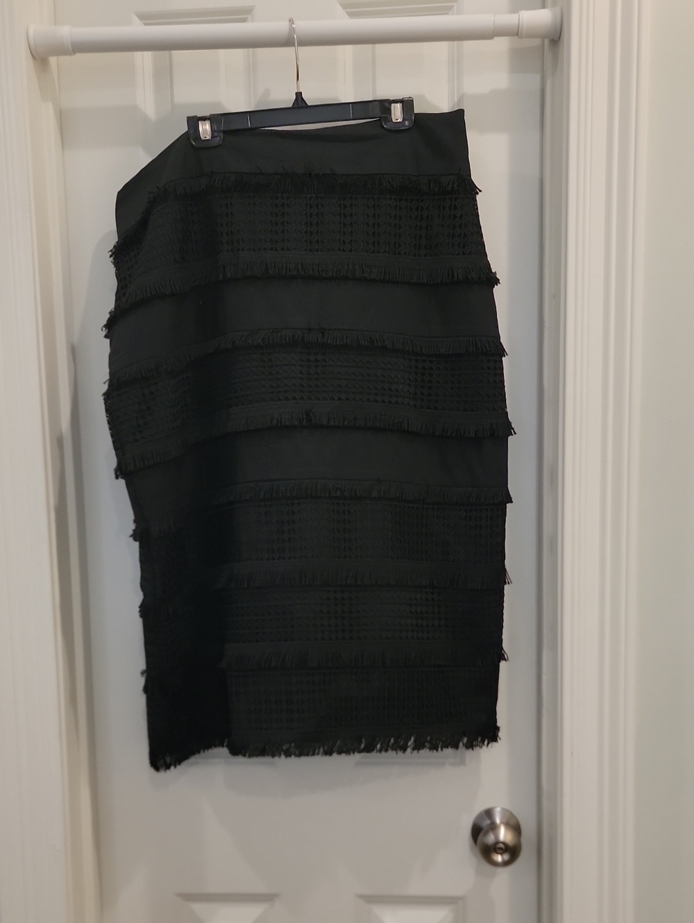 Banana Republic Black Tiered Fringe Pencil Skirt